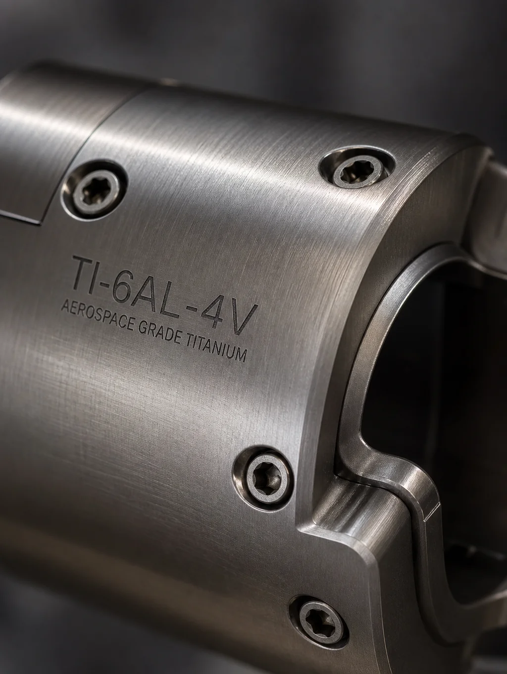 Macro photograph of brushed titanium alloy surface